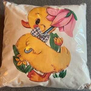 Peach Street Vintage Style Duck with Umbrella Pillow Spring Decor NWT